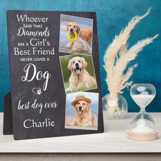 パーソナライズされたペット写真最高の友犬の恋人3 フォトプラーク (側面)