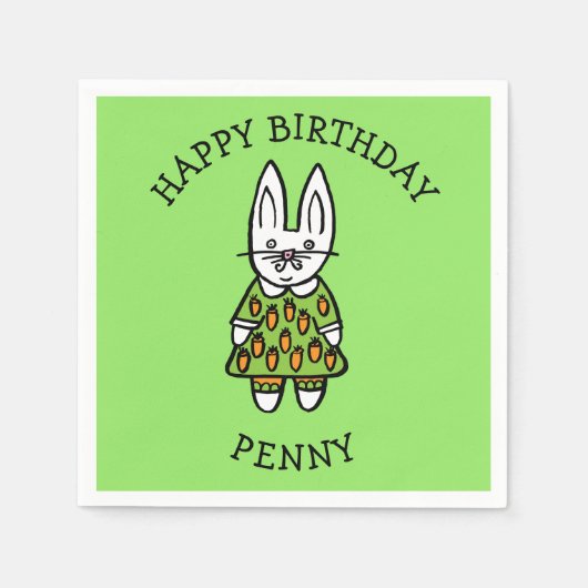 パーソナライズされたペニー・ザ・ラビット スタンダードカクテルナプキン (正面)