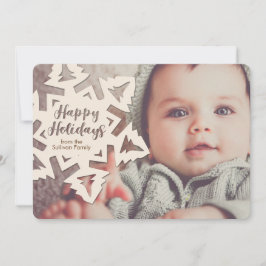 パーソナライズされたペーパーカットアウトホリデーズスノーフレーク シーズンカード