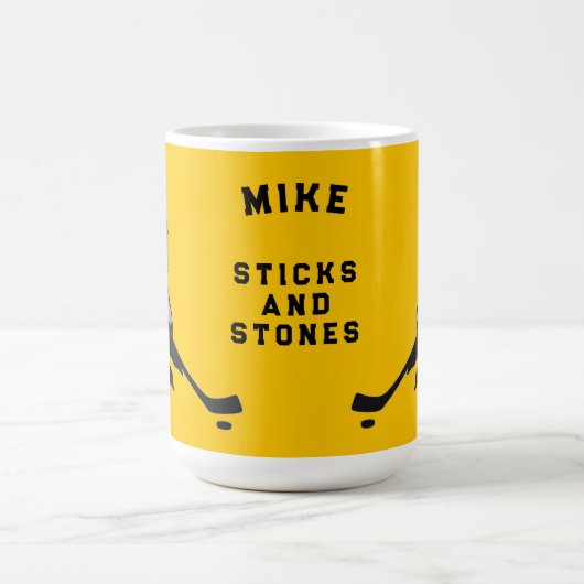 パーソナライズされたホッケー選手のギフトアイディア コーヒーマグカップ (中央)