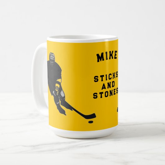 パーソナライズされたホッケー選手のギフトアイディア コーヒーマグカップ (正面左)