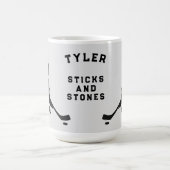 パーソナライズされたホッケー選手のギフトアイディア コーヒーマグカップ (中央)