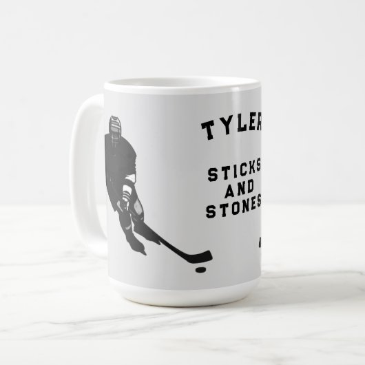 パーソナライズされたホッケー選手のギフトアイディア コーヒーマグカップ (正面左)