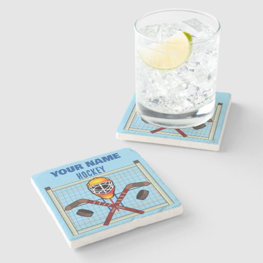 パーソナライズされたホッケー ストーンコースター (横)