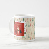 パーソナライズされたホリデーマグウィズカワイイキツネ コーヒーマグカップ (正面左)