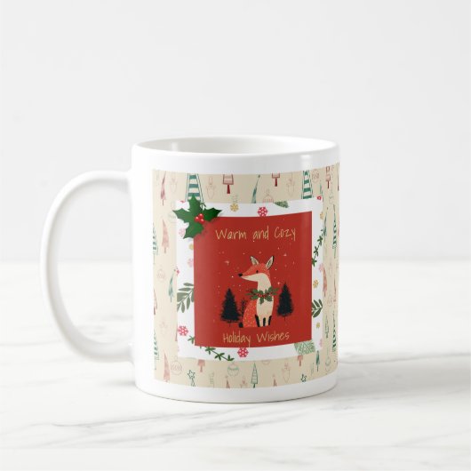 パーソナライズされたホリデーマグウィズカワイイキツネ コーヒーマグカップ (左)