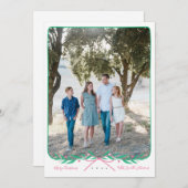 パーソナライズされたホリデーリース(ピンクバウ) シーズンカード (正面/裏面)