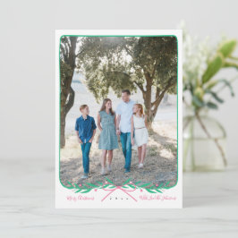 パーソナライズされたホリデーリース（ピンクバウ） シーズンカード