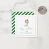 パーソナライズされたホリデー雪だるまギフト同封カード ノートカード (正面/裏面インサイチュ)