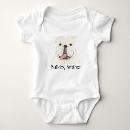 パーソナライズされたホワイトイングリッシュブルドッグの犬 ベビーボディスーツ