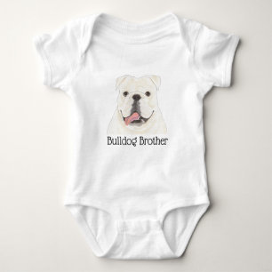 パーソナライズされたホワイトイングリッシュブルドッグの犬 ベビーボディスーツ