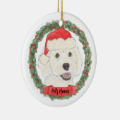 パーソナライズされたホワイトクリームドゥードルクリスマス セラミックオーナメント (右)