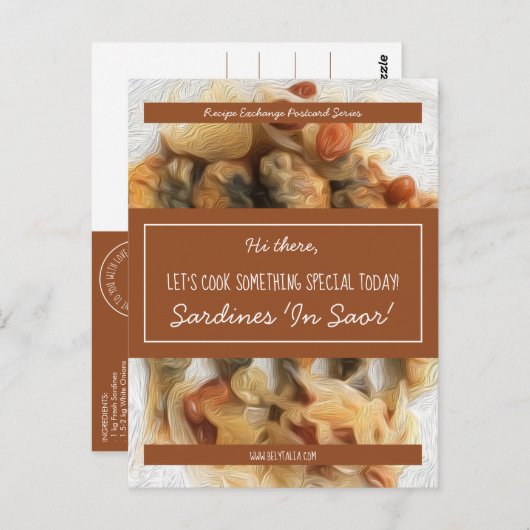 パーソナライズされたホワイトスクリプトブラウンレシピ交換 ポストカード (正面/裏面)