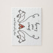 パーソナライズされたホワイトド結婚ーブズパズル ジグソーパズル (縦)