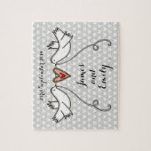 パーソナライズされたホワイトド結婚ーブズパズル ジグソーパズル (縦)