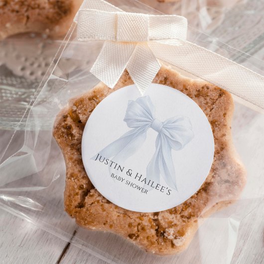 パーソナライズされたホワイトボウガール コケティ ベビーシャワー ラウンドシール