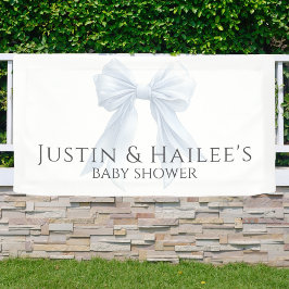 パーソナライズされたホワイトボウガール コケティ ベビーシャワー 横断幕