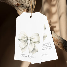 パーソナライズされたホワイトボウ ブライズシャワー ギフトタグ