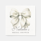パーソナライズされたホワイトボウ ブライダルシャワー おしゃれ スタンダードカクテルナプキン (正面)