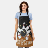 パーソナライズされたボウリングをする人、 クリケットの投手ストライクボーリングレーンのボールピン エプロン (着用した状態)