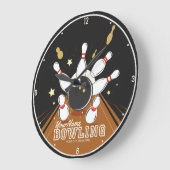 パーソナライズされたボウリングをする人、 クリケットの投手ストライクボーリングレーンのボールピン ラージ壁時計 (傾斜)