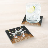 パーソナライズされたボウリングをする人、 クリケットの投手ストライクボーリングレーンボールピン ガラスコースター (アングル)