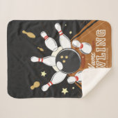 パーソナライズされたボウリングをする人、 クリケットの投手ストライクボーリングレーンボールピン シェルパブランケット (正面(横))