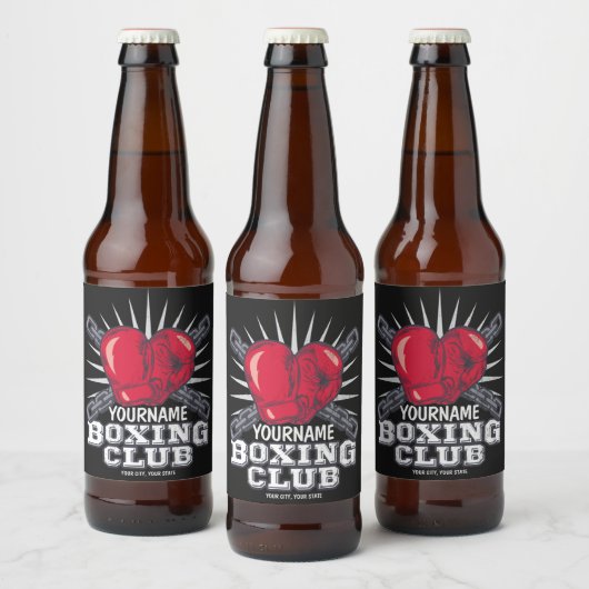パーソナライズされたボクシンググローブ ファイター チャンピオン ボクサー ビールラベル (ボトル)