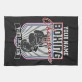 パーソナライズされたボクシングチャンピオンズボクサーフィットネスジム キッチンタオル (横)