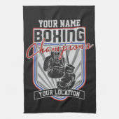 パーソナライズされたボクシングチャンピオンズボクサーフィットネスジム キッチンタオル (縦)