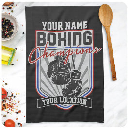 パーソナライズされたボクシングチャンピオンズボクサーフィットネスジム キッチンタオル