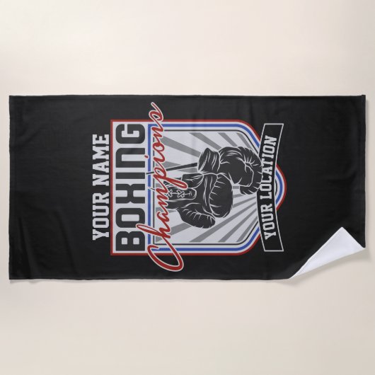 パーソナライズされたボクシングチャンピオンズボクサーフィットネスジム  ビーチタオル (正面)