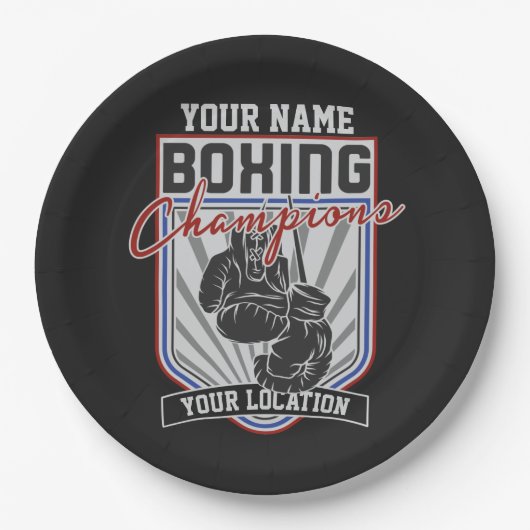 パーソナライズされたボクシングチャンピオンズボクサーフィットネスジム  ペーパープレート (正面)