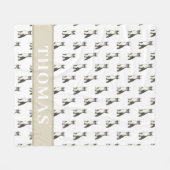 パーソナライズされたボストンテリア フリースブランケット (正面(横))