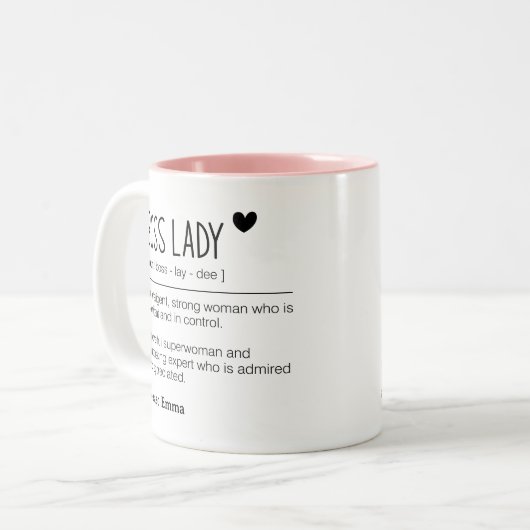 パーソナライズされたボスレディ定義ワークビースティギフト ツートーンマグカップ (正面左)