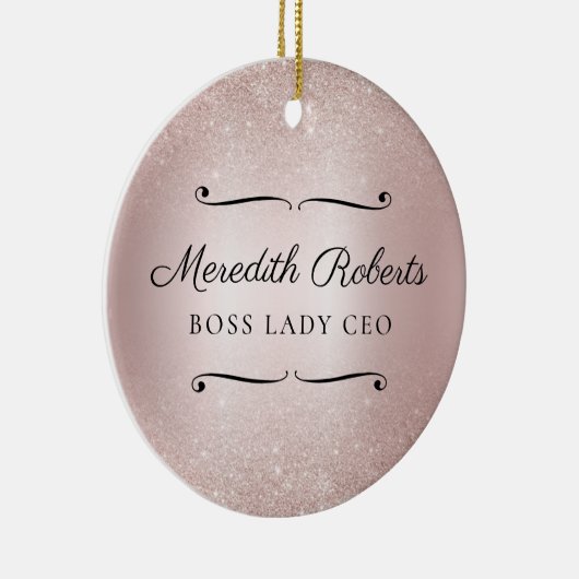 パーソナライズされたボスレディCEO赤面メタリックキープサケ セラミックオーナメント (右)