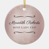 パーソナライズされたボスレディCEO赤面メタリックキープサケ セラミックオーナメント (正面)