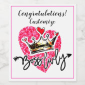 パーソナライズされたボス レディのお祝い ワインラベル (シングルラベル)