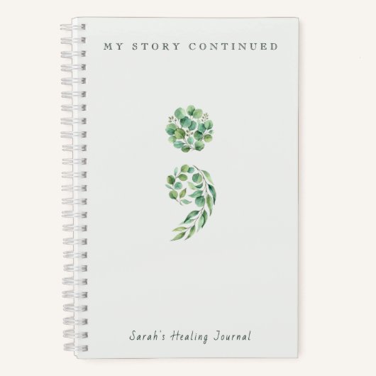 パーソナライズされたボホ サージュ グリーン セミコロン ジャーナル (正面)