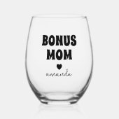 パーソナライズされたボーナス母の名前 ステムなしワイングラス (正面)