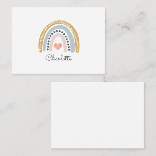 パーソナライズされたボーホー水彩レインボー ノートカード (正面/裏面)
