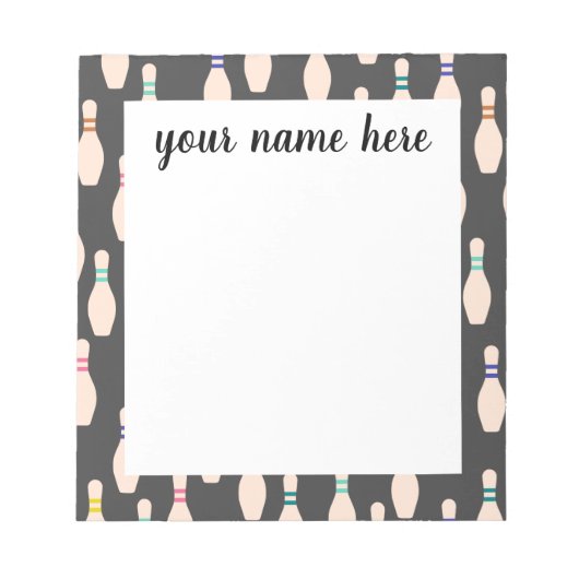 パーソナライズされたボーリングピンのメモ帳 ノートパッド (正面)