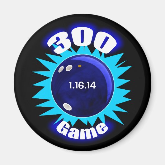 パーソナライズされたボーリング300ゲーム,日付, マグネット (正面)