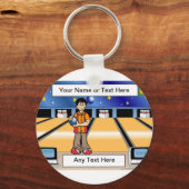 パーソナライズされたボーリング – 男性の漫画 キーホルダー (正面)
