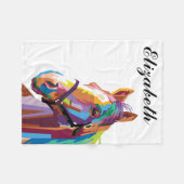 パーソナライズされたポップ・アートのカラフルアートホース フリースブランケット (正面(横))