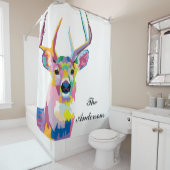 パーソナライズされたポップ・アートのカラフル鹿 シャワーカーテン (インサイチュ)