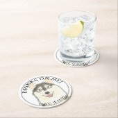 パーソナライズされたポムスキー結婚犬 ラウンドペーパーコースター (インサイチュ)