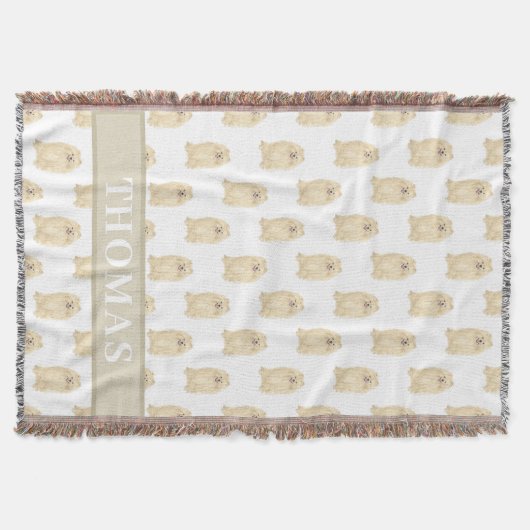 パーソナライズされたポメラニアン スローブランケット (正面)