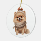パーソナライズされたポメラニア犬ドッグアート セラミックオーナメント (左)