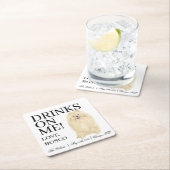 パーソナライズされたポメラニア犬ド結婚ッグ スクエアペーパーコースター (インサイチュ)